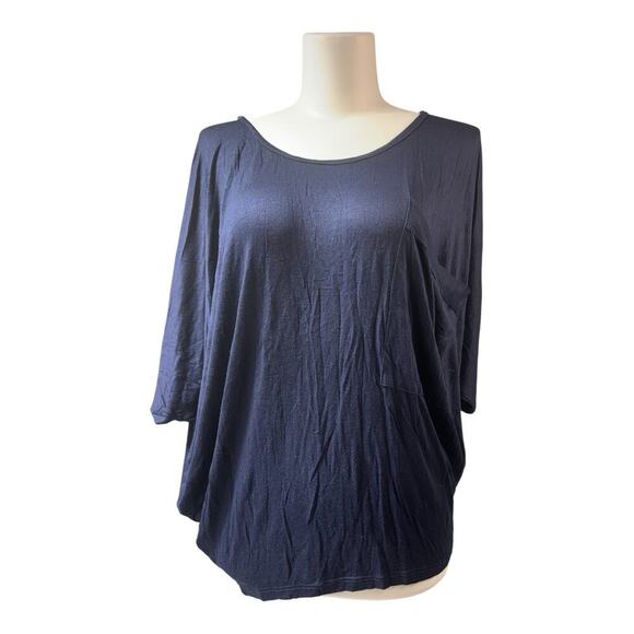R2D Apparel Tops - R2D Apparel Juniors Short Dolman Sleeve Dark Blue T-Shirt sz Medium Rayon Blend